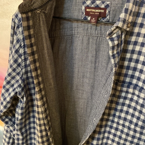 🔥EC🔥Johnston & Murphy 100% Cotton Check Flannel Button Down Shirt. - Picture 6 of 8